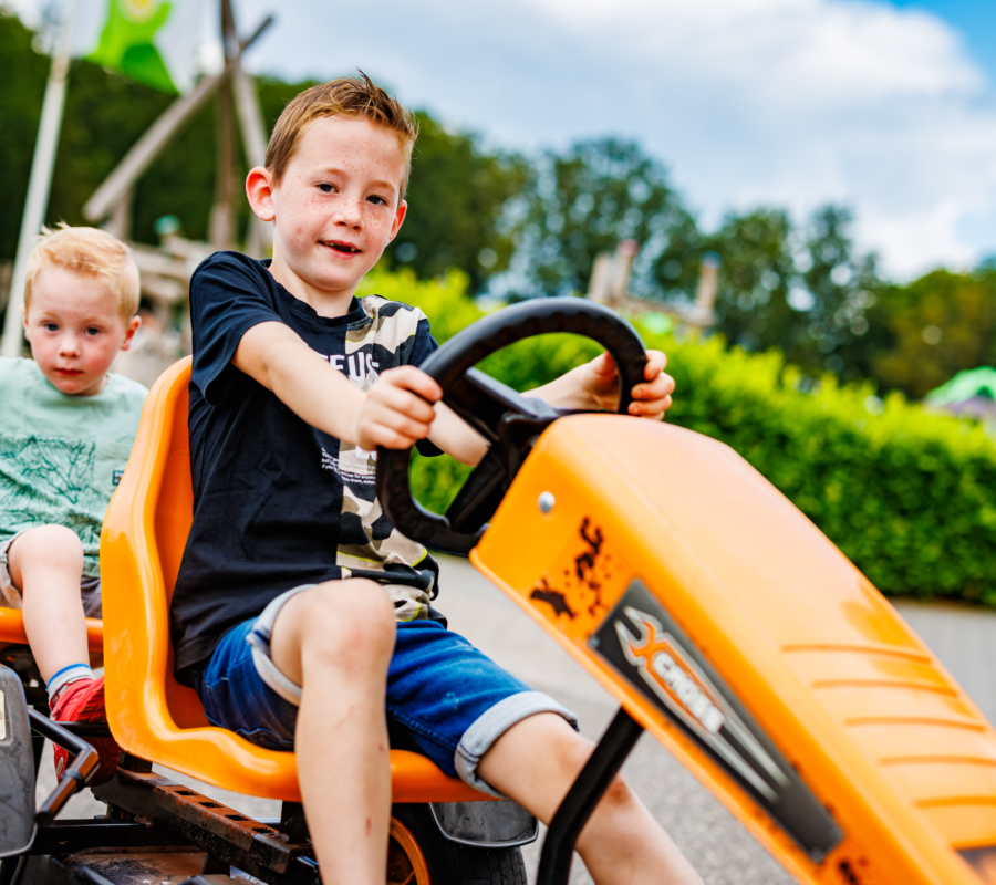 Kinderen hebben plezier op een gehuurde skelter op het park